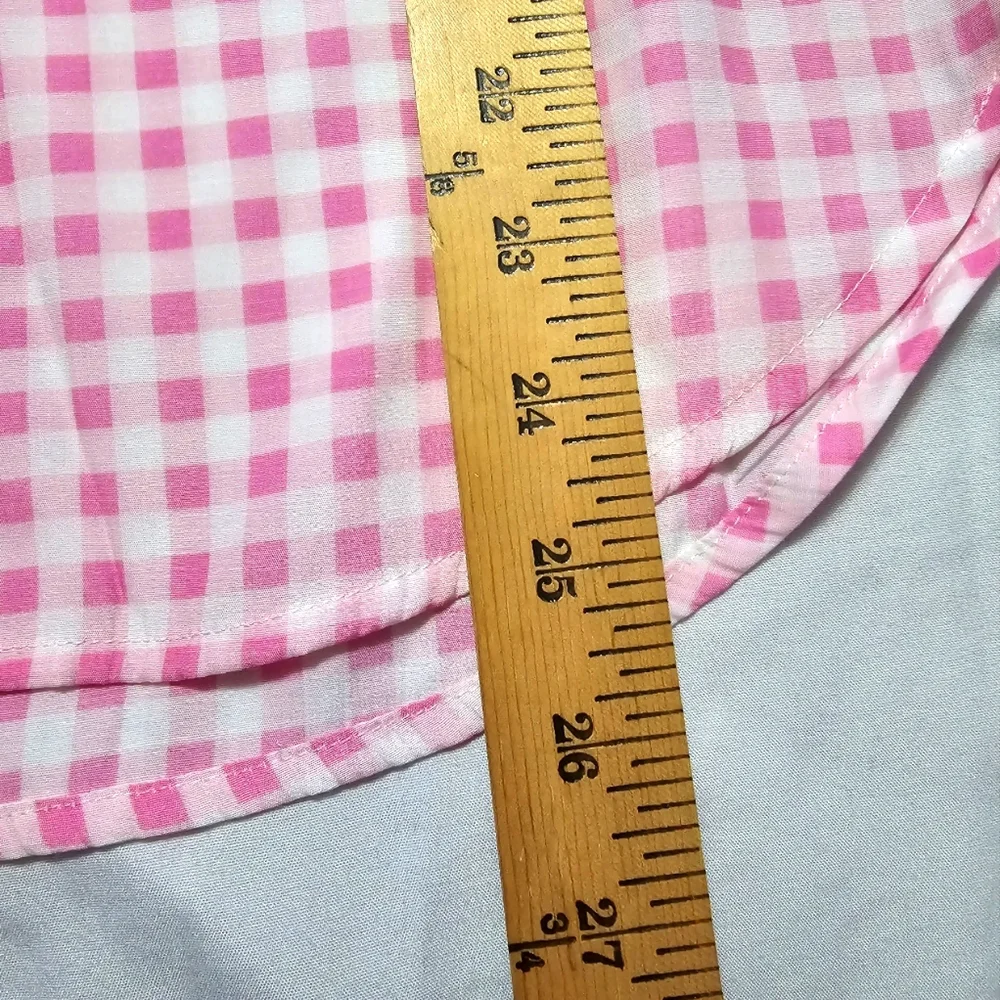 EXPRESS The City Shirt Gingham Pink/White. SIZE S/P - Picture 5 of 7